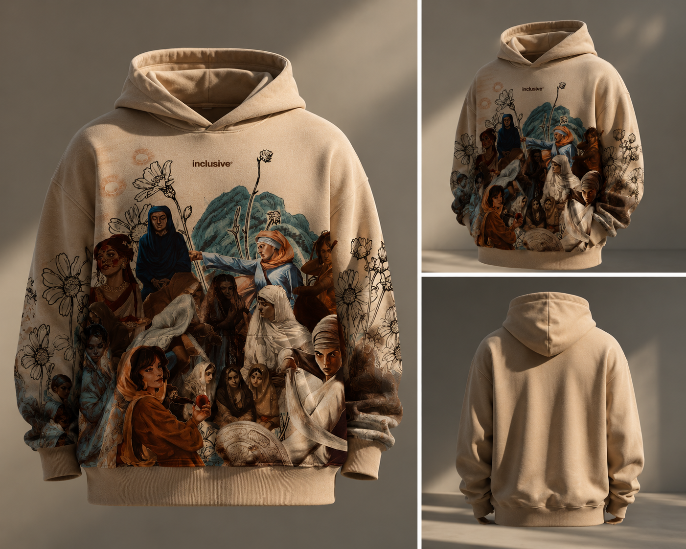 INCLUSIVE® KĀUR Heritage Oversized Hoodie – Sandstone Edition