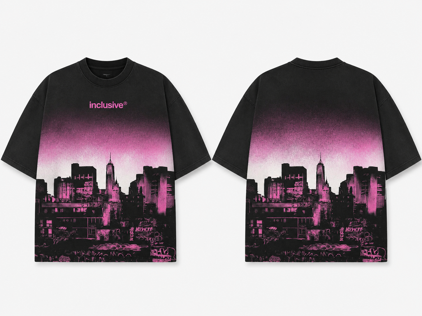 INCLUSIVE® Neon Skyline Oversized Graphic Tee